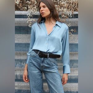 New with tags! Zara Satin Effects Basic Shirt